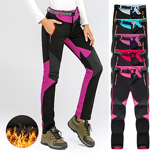 

Women's Hiking Pants Trousers Softshell Pants Winter Outdoor Waterproof Windproof Fleece Lining Breathable Fleece Softshell Pants / Trousers Bottoms Light Blue Red Blue Lilac Rose Red Camping / Warm