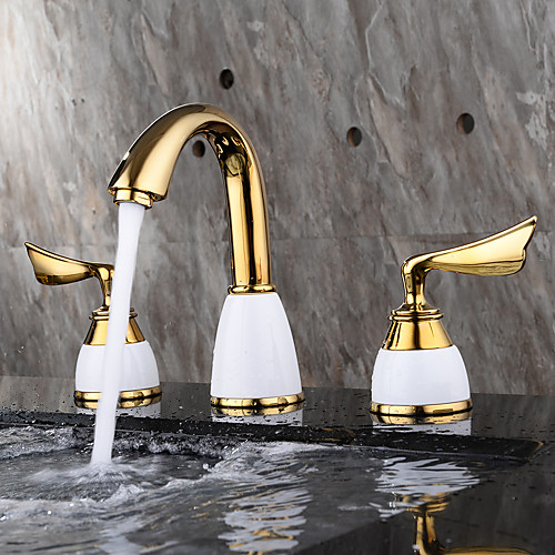 

Bathroom Sink Faucet - Widespread Electroplated Widespread Two Handles Three HolesBath Taps