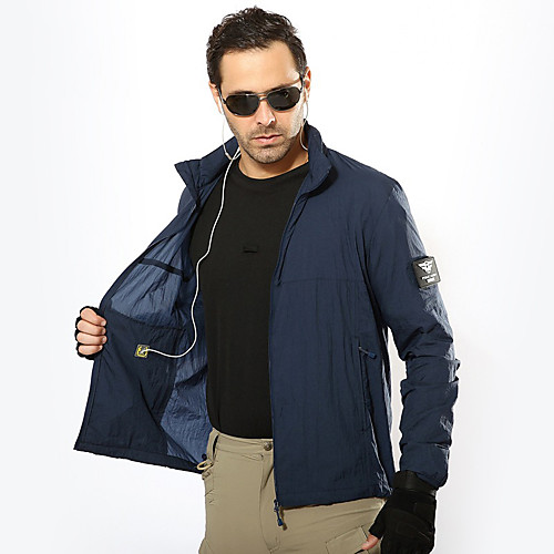 

Men's Windbreaker Outdoor Thermal Warm Waterproof Windproof Wearproof Fall Spring Summer Camo Coat Top Nylon Camping / Hiking Hunting Fishing Blue Grey Khaki