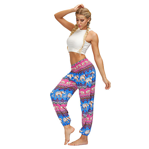 

Women's Yoga Pants Side Pockets Harem Bloomers Breathable Quick Dry Bohemian Blue Yoga Fitness Gym Workout Sports Activewear / Casual / Athleisure
