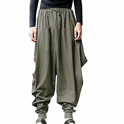

men baggy yoga harem athletic pants casual trousers loose army green