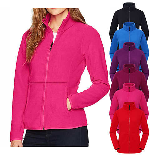 

Women's Full-Zip Polar Fleece Jacket Hiking Winter Jacket Windbreaker Outdoor Solid Color Thermal Warm Soft Windproof Front Zipper Lightweight Outerwear Trench Coat Top Camping Hiking Hunting Ski