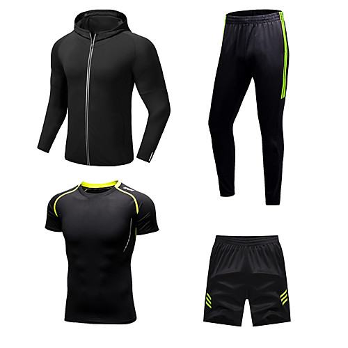 

Men's Patchwork Tracksuit Activewear Set Athletic Athleisure Long Sleeve 4pcs Front Zipper Breathable Quick Dry Moisture Wicking Fitness Gym Workout Running Walking Jogging Sportswear Normal Outfit