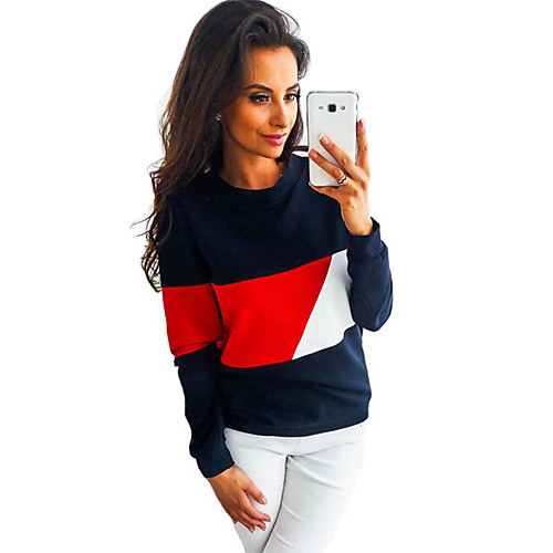 

Women's Pullover Sweatshirt Teddy Coat Color Block Daily Casual Hoodies Sweatshirts Blue Red Yellow