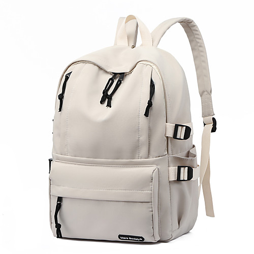 

Unisex Polyester School Bag Commuter Backpack Large Capacity Waterproof Zipper Solid Color School Daily Backpack Wine White Black