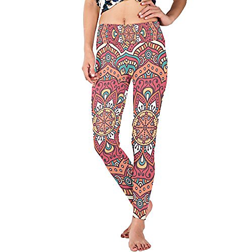 

women's leggings mandala pattern printed yoga pants for running training & fitness non see-through