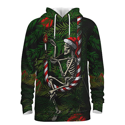 

Men's Pullover Hoodie Sweatshirt Graphic 3D Skull Front Pocket Christmas Daily 3D Print 3D Print Christmas Hoodies Sweatshirts Green
