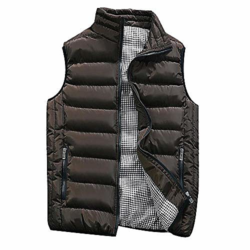

men autumn winter coat pure color cotton vest warm thick vest tops jacket coffee