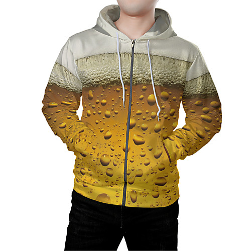 

Men's Zip Up Hoodie Sweatshirt Graphic 3D Front Pocket Hooded Daily Weekend 3D Print 3D Print Hoodies Sweatshirts Long Sleeve Yellow