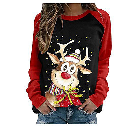 

Women's Pullover Sweatshirt Reindeer Christmas Daily Casual Hoodies Sweatshirts White Black Gray
