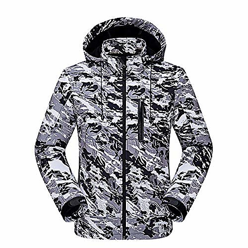 

men's camouflage outdoor waterproof fleece lining 3-in-1 hooded jacket white and black camo l