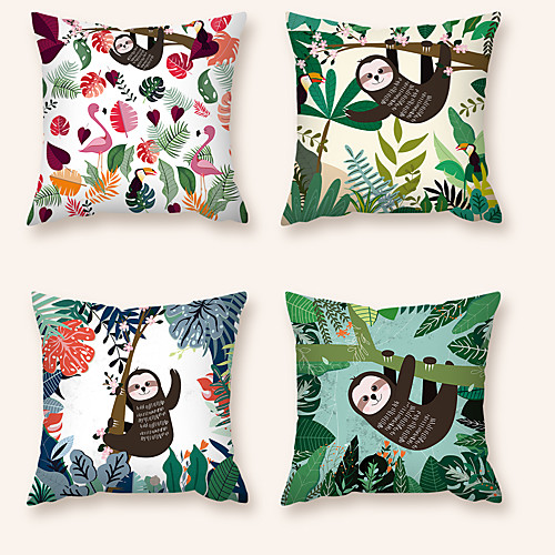 

Cushion Cover 4PC Short Plush Soft Decorative Square Throw Pillow Cover Cushion Case Pillowcase for Sofa Bedroom Sloth 45 x 45 cm (18 x 18 Inch) Superior Quality Machine Washable