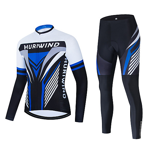 

21Grams Men's Long Sleeve Cycling Jersey with Bib Tights Cycling Jersey with Tights Winter Black BlackWhite Dark Blue Bike Breathable Quick Dry Sports Graphic Mountain Bike MTB Road Bike Cycling