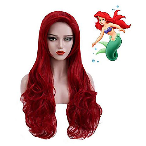 

red wigs for little mermaid cosplay costume women kids long wavy hair wig cute wigs for party halloween s012r