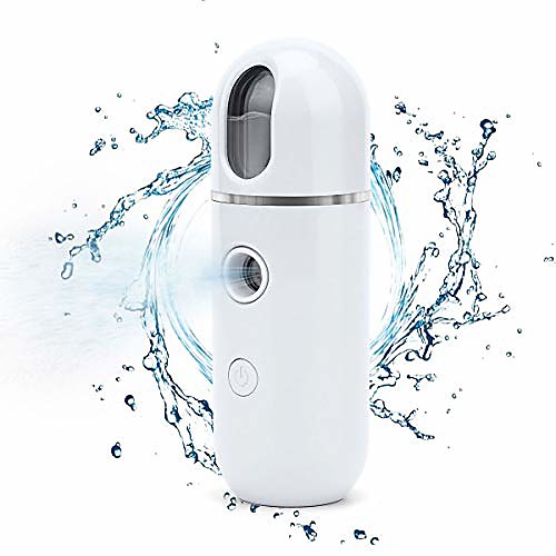 

nano facial mister 15 ml facial steamer handy moisturizing mist sprayer for hydrating, skin care, makeup, eyelash extension, usb rechargeable (white)