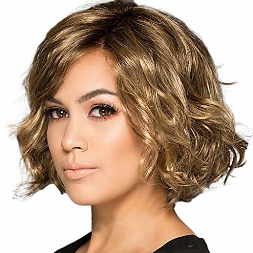 

curly short blond wig for black womens wavy full hair bob wigs heat resistant synthetic fiber cosplay party wig (multicolor)