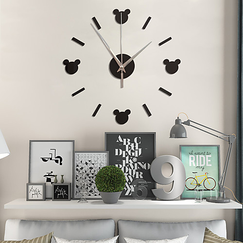 

DIY 3D Wall Clock Acrylic Mirror Stickers Home Living Room Bedroom Cute Cartoon Quartz Needle Wall Watch Modern Design Decoration 40cm40cm