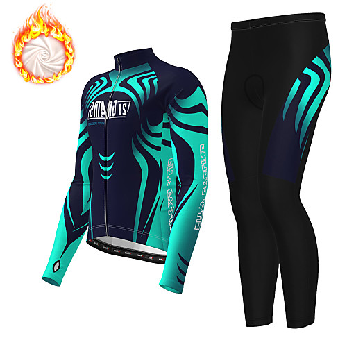 

21Grams Men's Long Sleeve Cycling Jersey with Tights Winter Fleece Dark Blue Bike Thermal Warm Fleece Lining Breathable Warm Quick Dry Sports Graphic Mountain Bike MTB Road Bike Cycling Clothing