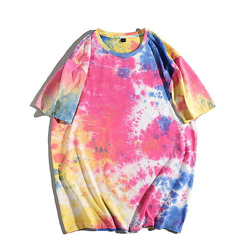 

Men's Tee / T-shirt Tie Dye Crew Neck Color Block Sport Athleisure T Shirt Top Short Sleeves Breathable Soft Comfortable Exercise & Fitness Everyday Use Casual Daily Outdoor