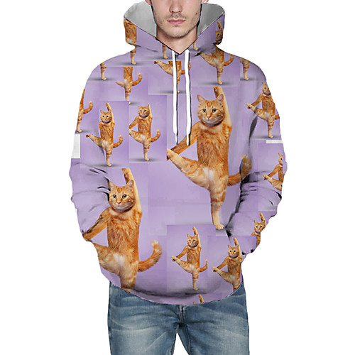 

Men's Pullover Hoodie Sweatshirt Animal Patterned Graphic 3D Front Pocket Daily 3D Print 3D Print Hoodies Sweatshirts Purple