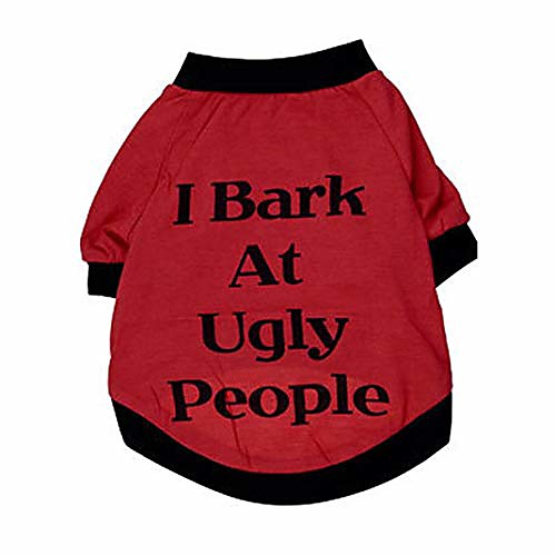 

shirt, cute puppy clothing summer cool vest for dog pet sweatshirt i bark at ugly people (xs, red)