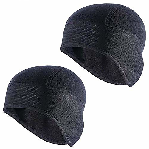 

winter windproof thermal fleece skull cap, elastic running beanie headwear with ear covers, helmet liner for adults women and men -universal size