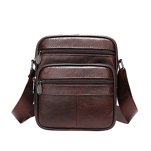 

Men's Bags Cowhide Shoulder Messenger Bag Crossbody Bag Zipper Going out Office & Career Handbags MessengerBag Black Dark Coffee Brown