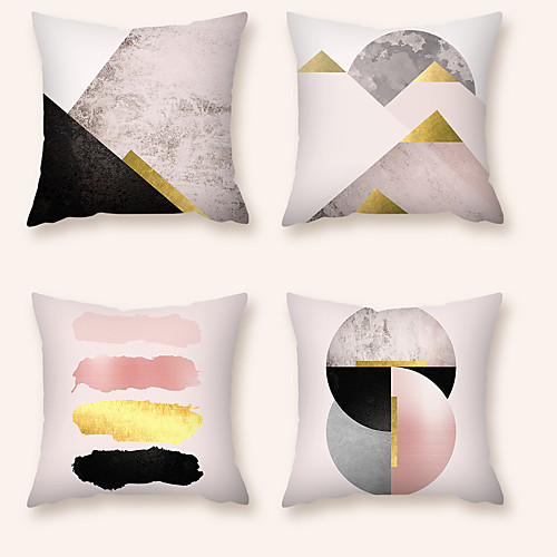 

Cushion Cover 4PC Short Plush Soft Decorative Square Throw Pillow Cover Cushion Case Pillowcase for Sofa Bedroom 45 x 45 cm (18 x 18 Inch) Superior Quality Machine Washable