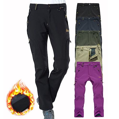 

Women's Hiking Pants Trousers Softshell Pants Solid Color Winter Outdoor Waterproof Windproof Fleece Lining Breathable Pants / Trousers Bottoms Dark Grey Black Purple Army Green Khaki Camping / Warm