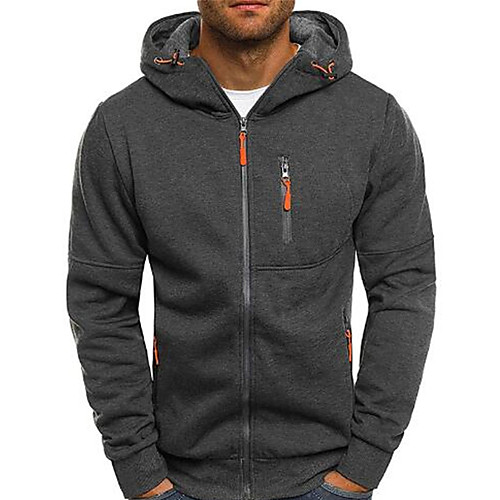 

Men's Hoodie Coat Zipper Hoodie Solid Color Sport Athleisure Top Long Sleeve Thermal Soft Comfortable Everyday Use Exercising General Use / Winter
