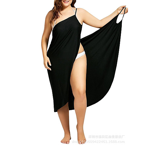 

plus size womens spaghetti strap cover up beach backless wrap long dress dark grey