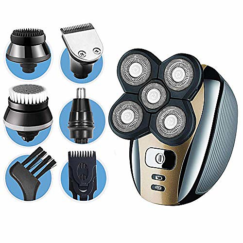 

dreamme electric shaver for men 5-in-1 grooming kit for men: five-headed beard electric razors,nose hair trimmer,head shavers for bald men, cordless and rechargeable