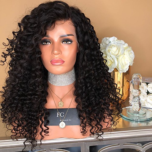 

Synthetic Wig Afro Curly Bouncy Curl Middle Part Lace Front Wig Long Black Synthetic Hair Women's Soft Elastic Fluffy Black