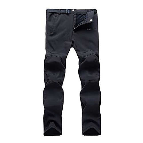 

men fleece lined soft shell pants winter windproof insulated mountain ski trousers black s