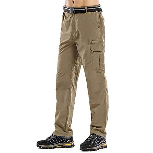 

men's hiking cargo outdoor casual lightweight moisture wicking quick drying pants with pockets #6085 khaki-34