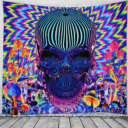 

Psychedelic Abstract Wall Tapestry Art Decor Blanket Curtain Hanging Home Bedroom Living Room Decoration Polyester Skeleton Skull