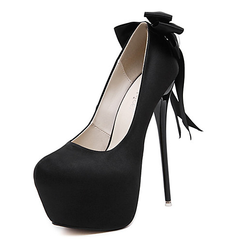

Women's Heels Stiletto Heel Round Toe Sexy Daily Satin Bowknot Solid Colored Black
