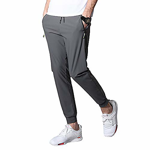 

men's training joggers quick-dry breathable hiking sweatpants lightweight workout pants with zipper pockets(gx3509grey-xxl)