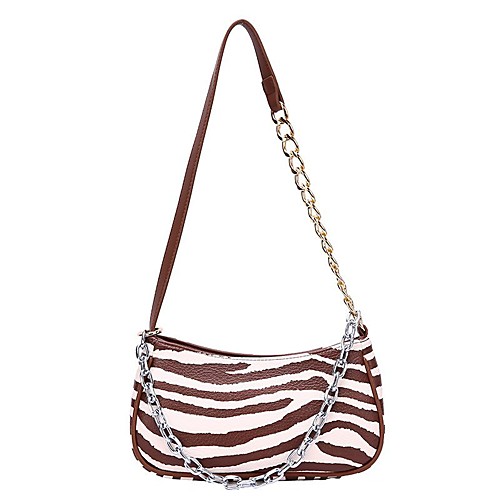 

Women's Bags PU Leather Leather Crossbody Bag Zipper Chain Geometic Daily Outdoor Handbags Baguette Bag Chain Bag Black Brown