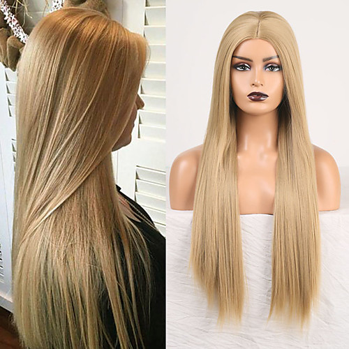 

Cosplay Costume Wig Synthetic Wig Straight Natural Straight Middle Part Wig Long Light Brown Synthetic Hair Women's Odor Free Fashionable Design Soft Light Brown / Heat Resistant