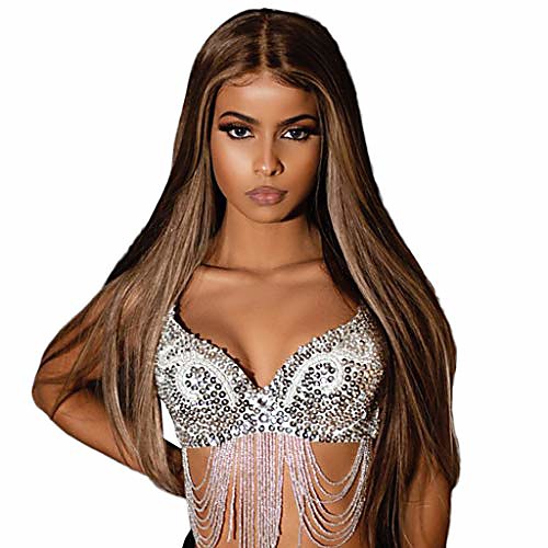 

Non-lace synthetic brown wig 28inch for women
