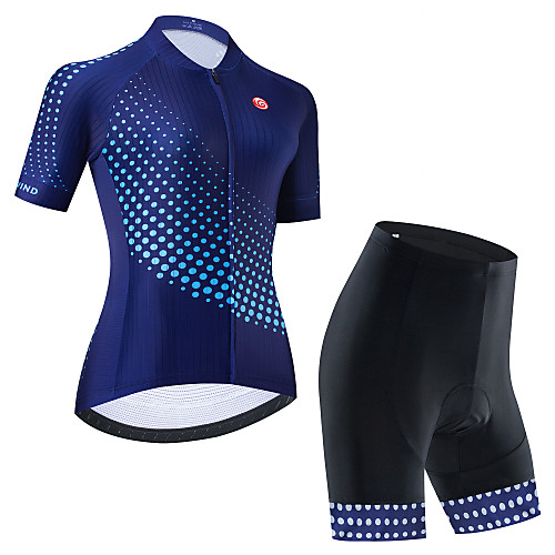 

21Grams Women's Short Sleeve Cycling Jersey with Bib Shorts Cycling Jersey with Shorts Black BlackWhite Dark Blue Polka Dot Bike Breathable Quick Dry Sports Polka Dot Mountain Bike MTB Road Bike