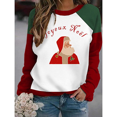 

Women's Pullover Sweatshirt Graphic Christmas Party Basic Christmas Hoodies Sweatshirts White Red Blue