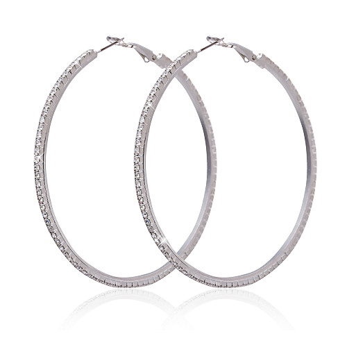 

Women's Hoop Earrings Geometrical Lucky Imitation Diamond Earrings Jewelry Silver For Wedding