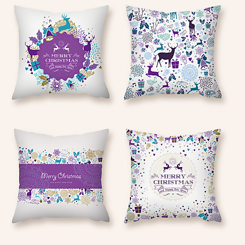 

Cushion Cover 4PCS Christmas Party Decoration Christmas Gift Short Plush Soft Decorative Square Throw Pillow Cover Cushion Case Pillowcase for Sofa Bedroom 45 x 45 cm (18 x 18 Inch) Superior Quality