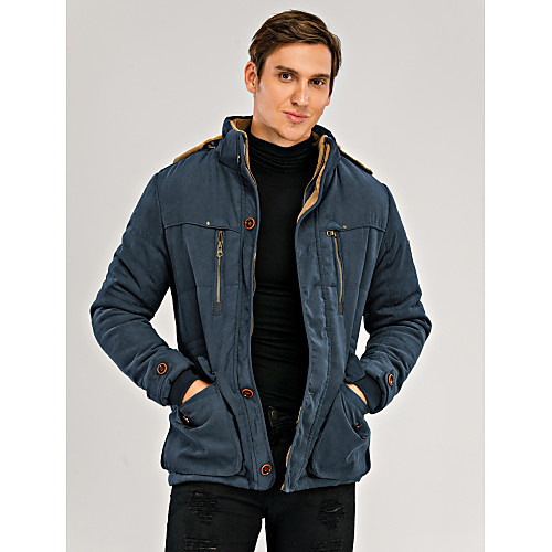 

Men's Winter Parka Daily Solid Color Polyester Long Sleeve Sapphire / khaki / Army Green L / XL / XXL