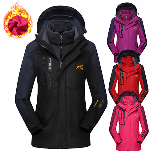 

Women's Hoodie Jacket Hiking Jacket Hiking 3-in-1 Jackets Winter Outdoor Thermal Warm Waterproof Windproof Breathable Jacket 3-in-1 Jacket Winter Jacket Fleece Waterproof Rain Proof Full Length