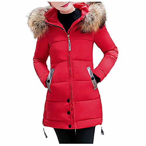 

women's winter hooded thicken puffer coat long down parka jacket(red,xxxl)