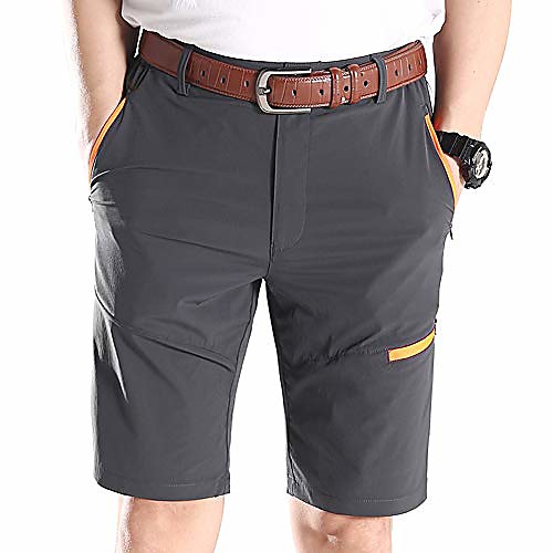 

men's hiking cargo shorts quick dry running shorts casual stretch grey 36