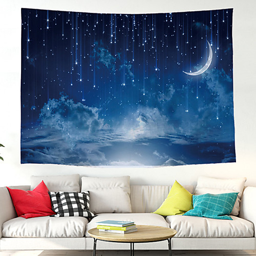 

Wall Tapestry Art Decor Blanket Curtain Picnic Tablecloth Hanging Home Bedroom Living Room Dorm Decoration Polyester Starry Sky Clouds Moon